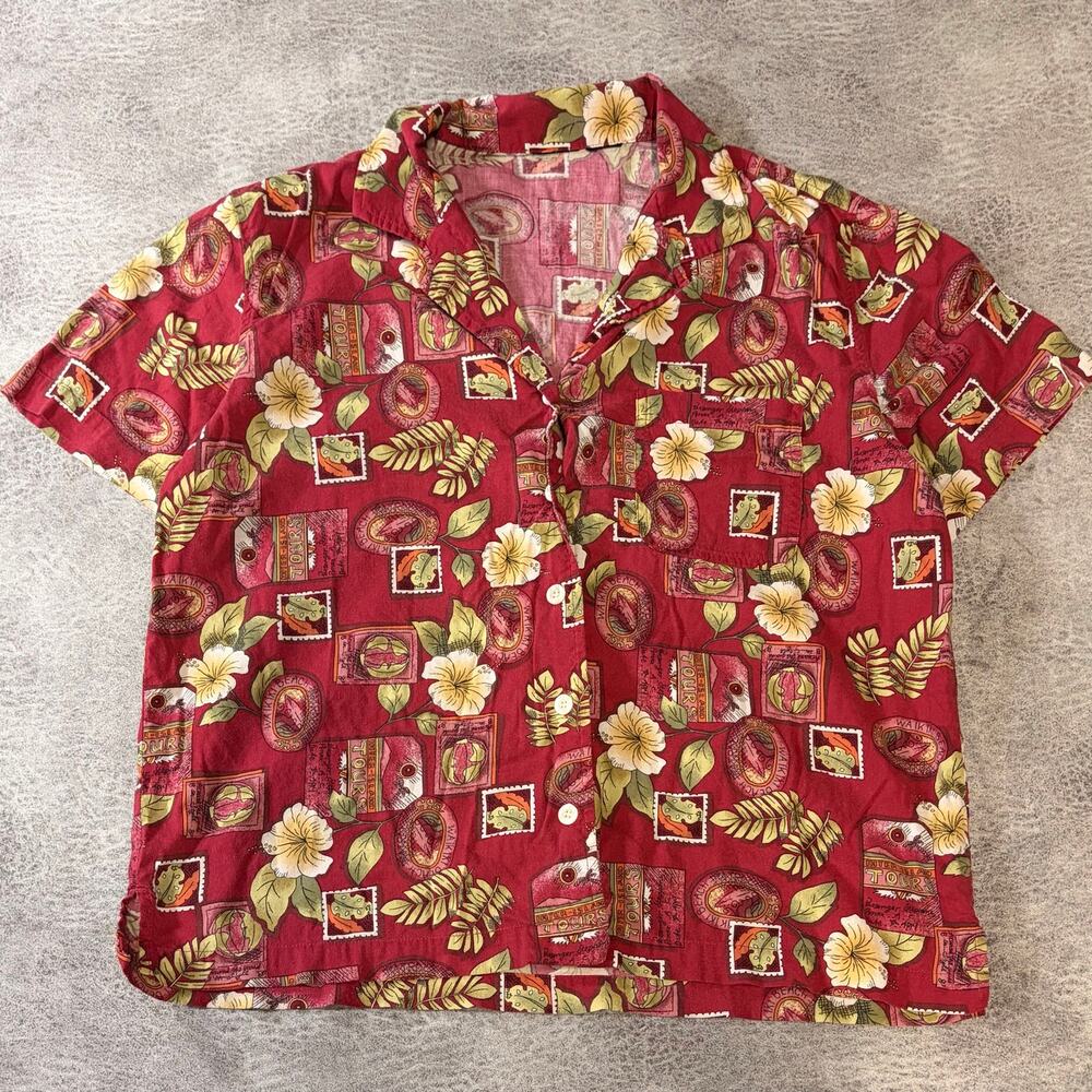 Red Hawaiian Button Up Shirt